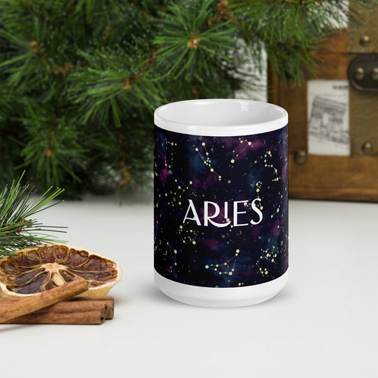 Aries White glossy mug